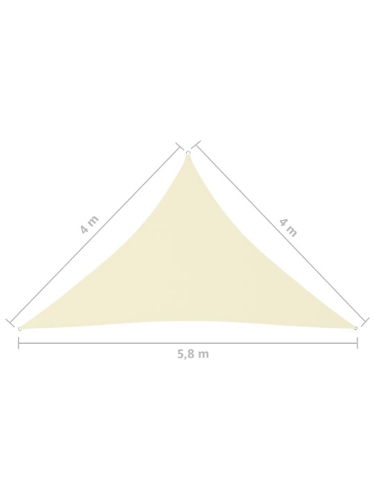 Oxford-kangast päikesepuri kolmnurkne 4x4x5,8 m kreemjas