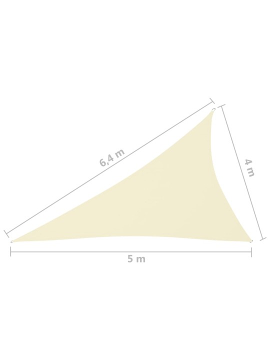 Oxford-kangast päikesepuri kolmnurkne 4 x 5 x 6,4 m kreemjas