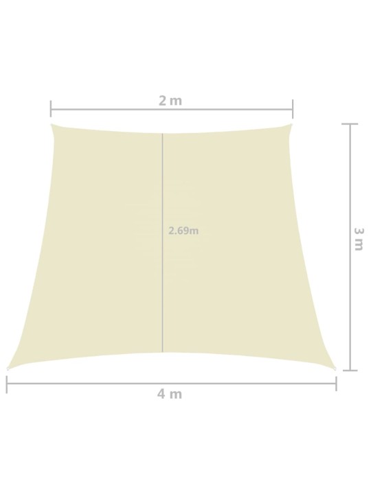 Oxford-kangast päikesepuri trapets, 2/4x3 m m kreemjasvalge