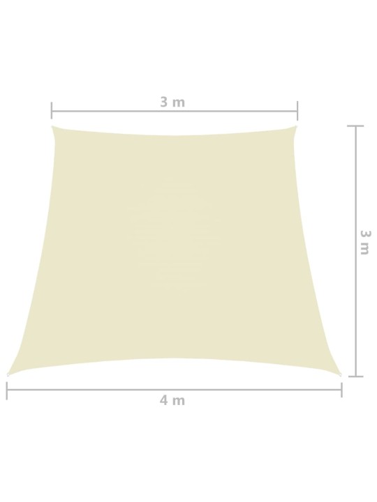 Oxford-kangast päikesepuri trapets, 3/4x3 m kreemjasvalge