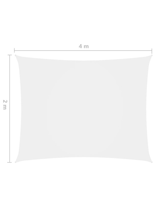 Oxford-kangast päikesepuri, ristkülikukujuline, 2 x 4 m, valge