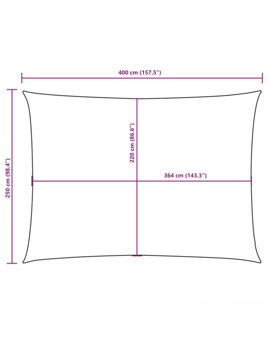 Oxford-kangast päikesepuri, ristkülik, 2,5 x 4 m valge