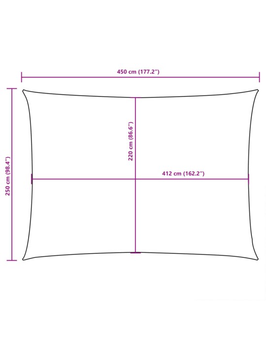 Oxford-kangast päikesepuri, ristkülik, 2,5x4,5 m, valge