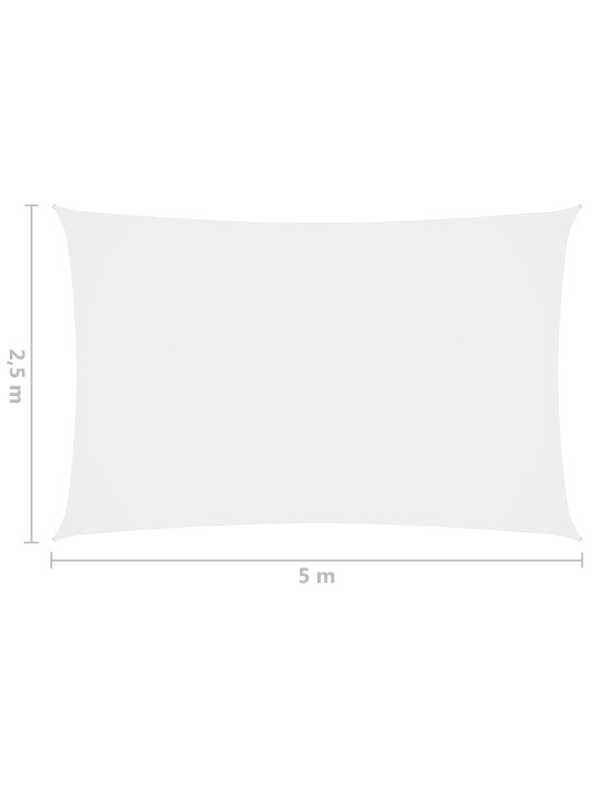 Oxford-kangast päikesepuri, ristkülikukujuline, 2,5 x 5 m valge