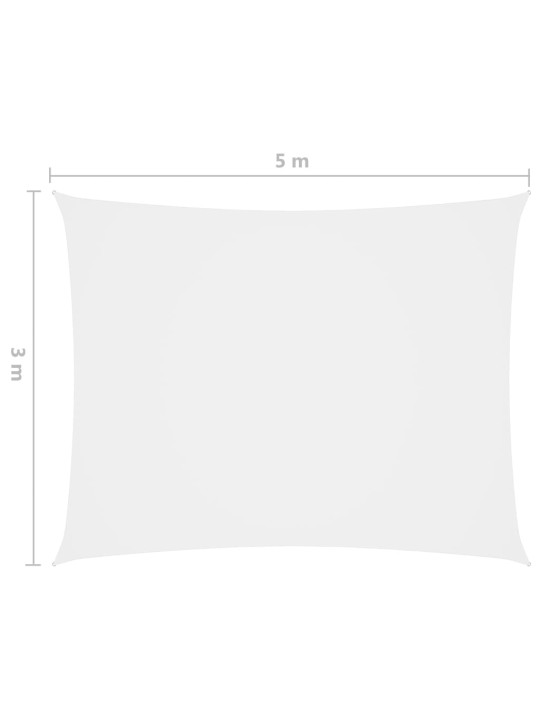 Oxford-kangast päikesepuri, ristkülikukujuline, 3 x 5 m, valge