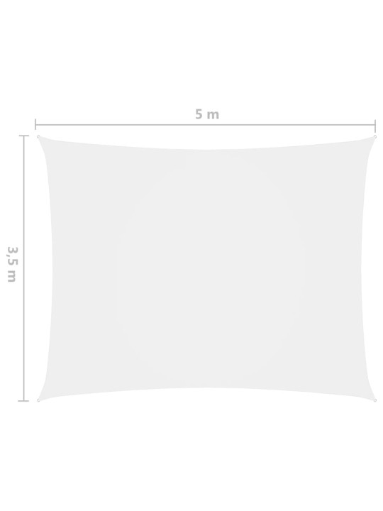 Oxford-kangast päikesepuri ristkülikukujuline, 3,5 x 5 m valge