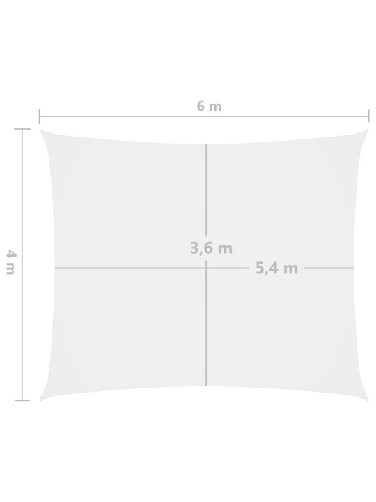 Oxford-kangast päikesepuri, ristkülikukujuline, 4 x 6 m, valge