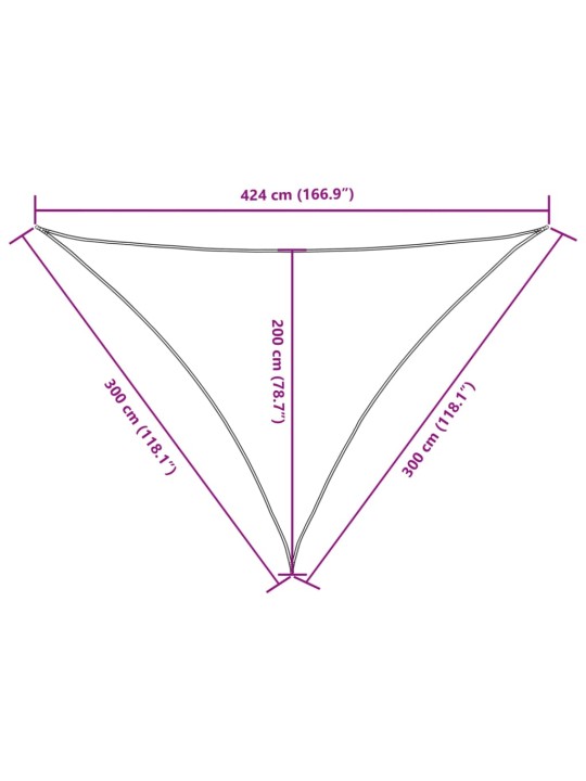 Oxford-kangast päikesepuri, kolmnurk, 3 x 3 x 4,24 m, valge