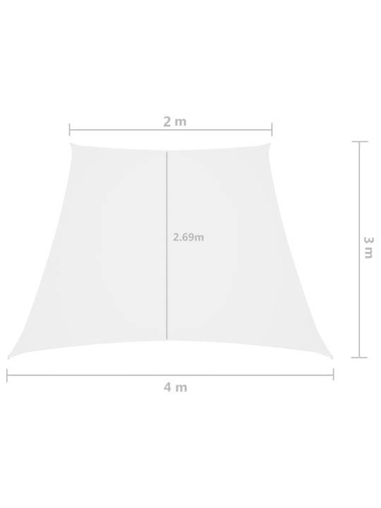 Oxford-kangast päikesepuri trapets, 2/4x3 m m valge