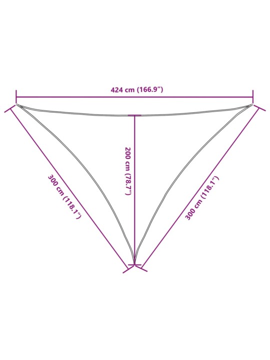 Oxford-kangast päikesepuri, kolmnurk, 3x3x4,24 m, pruunikashall
