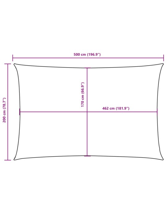 Oxford-kangast päikesepuri, ristkülik, 2 x 5 m, must