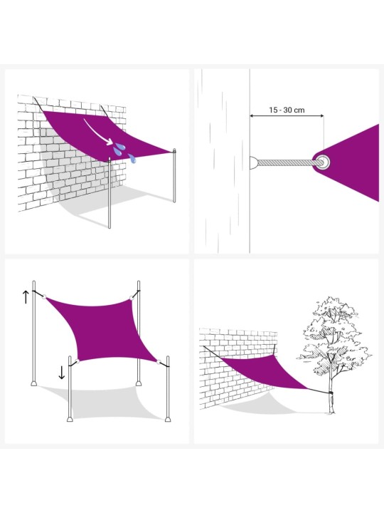 Oxford-kangast päikesepuri, ristkülikukujuline, 2,5 x 3 m, must