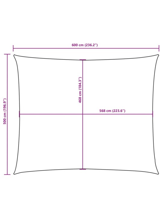 Oxford-kangast päikesepuri, ristkülik, 5 x 6 m must