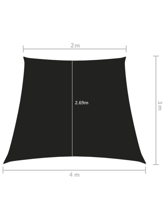 Oxford-kangast päikesepuri trapets, 2/4x3 m m must