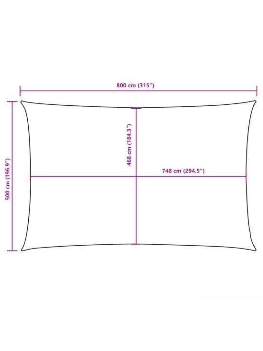 Oxford-kangast päikesepuri, ristkülikukujuline, 5 x 8 m, pruun