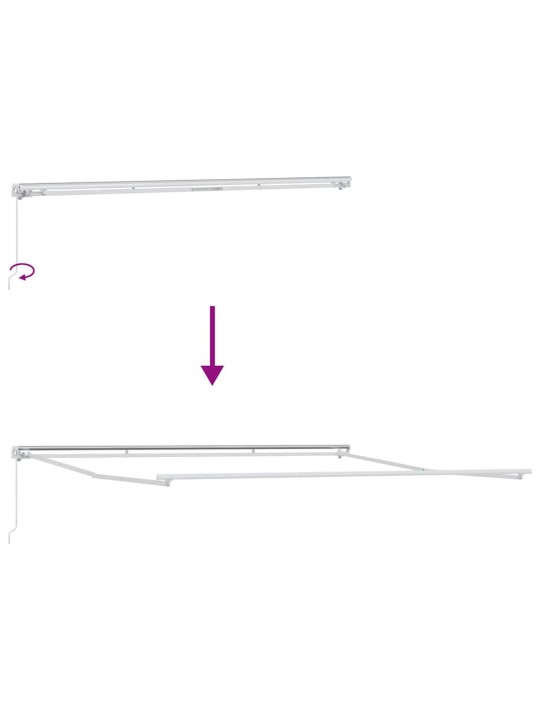 Varikatus manuaalne valge 4 × 3,5 m metall