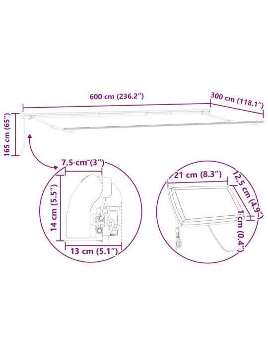 Varikatus koos manuaalne valge 6 x 3 m metall