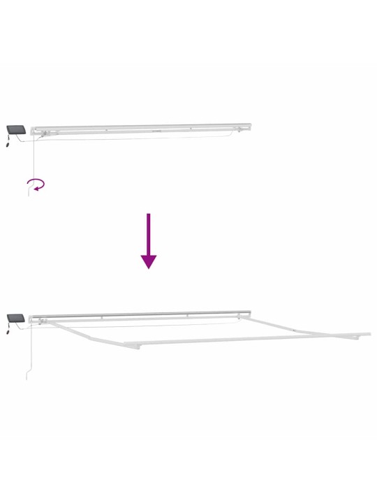 Varikatus koos manuaalne valge 4,5 × 3,5 m metall