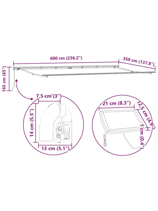 Varikatus koos manuaalne valge 6 × 3,5 m metall