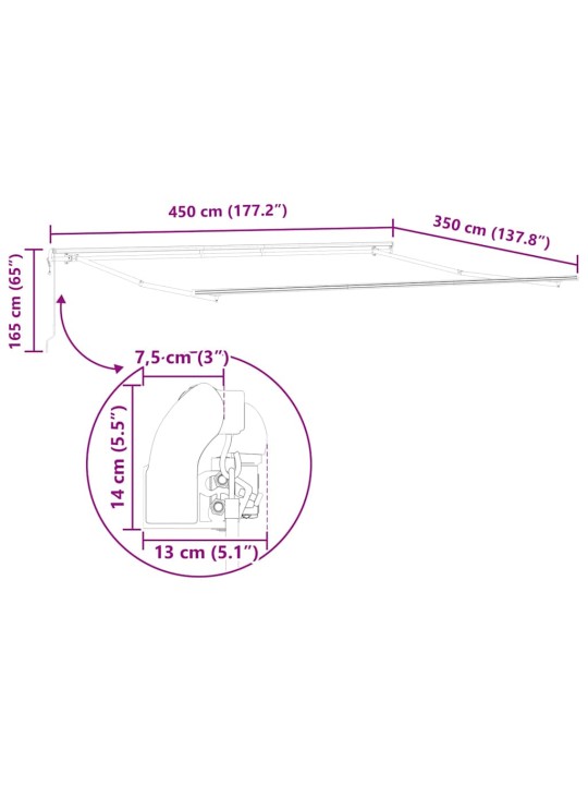 Varikatus valge 4,5 × 3,5 m metall