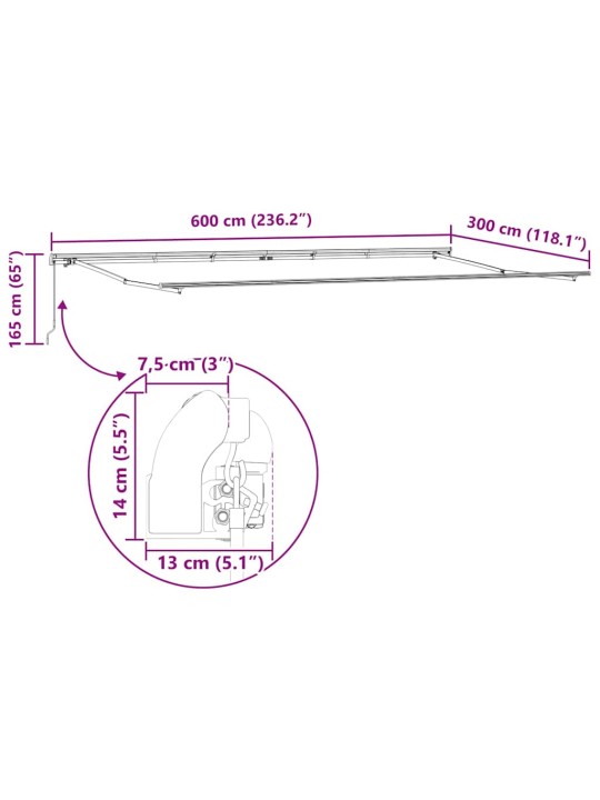 Varikatus manuaalne antratsiit 6 x 3 m metall