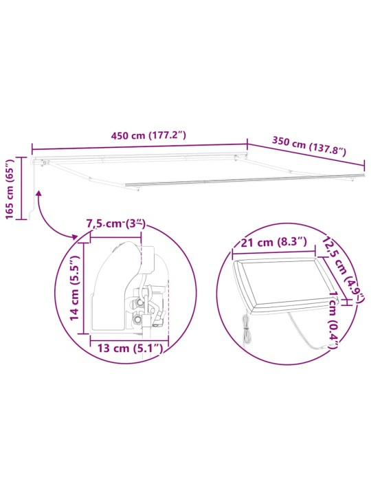 Varikatus koos manuaalne antratsiit 4,5 × 3,5 m metall