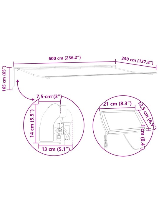 Varikatus koos manuaalne antratsiit 6 × 3,5 m metall