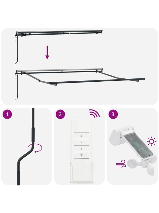 Varikatus manuaalne antratsiit 3,5 x 2,5 m metall