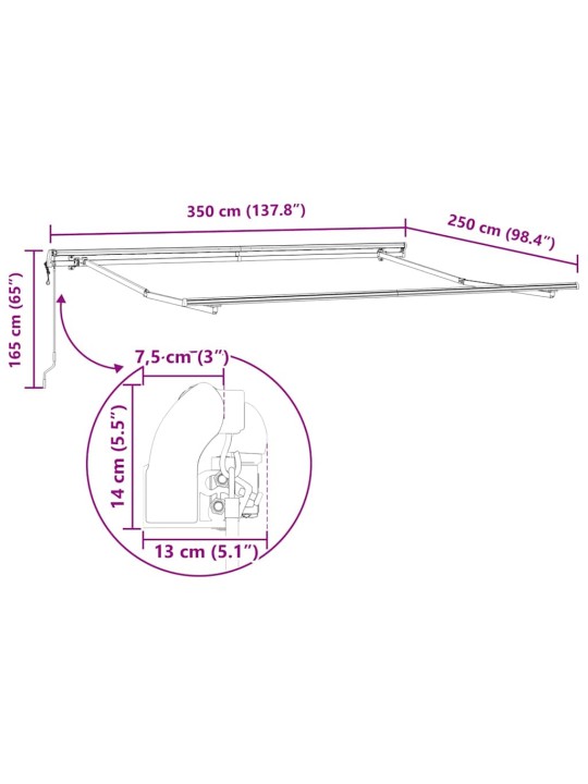 Varikatus manuaalne antratsiit 3,5 x 2,5 m metall