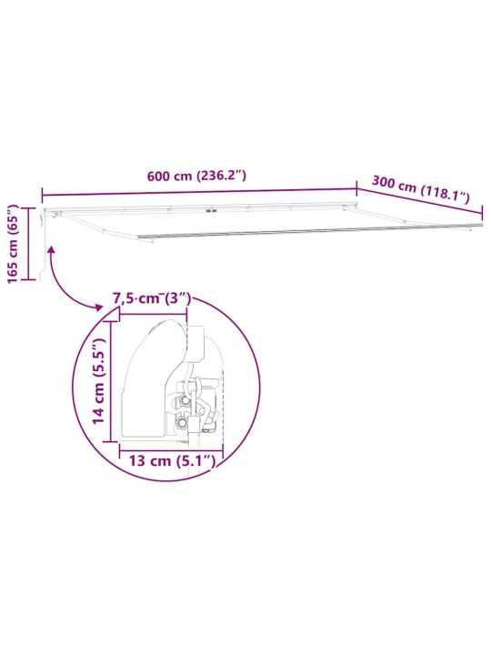 Varikatus manuaalne antratsiit 6 x 3 m metall