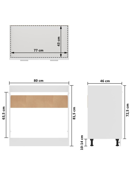 Alumine valamukapp, valge, 80 x 46 x 81,5 cm, puitlaastplaat