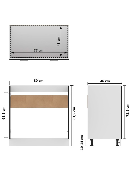 Alumine valamukapp, must, 80 x 46 x 81,5 cm, puitlaastplaat