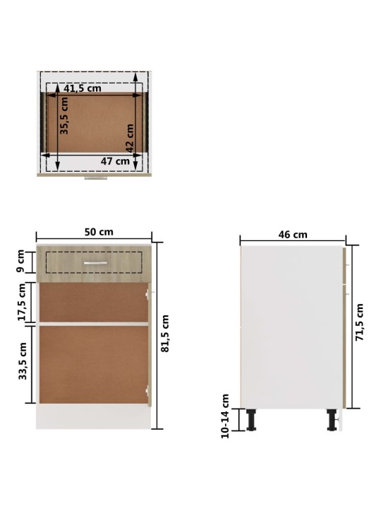 Alumine kapp, sonoma tamm, 50 x 46 x 81,5 cm, puitlaastplaat