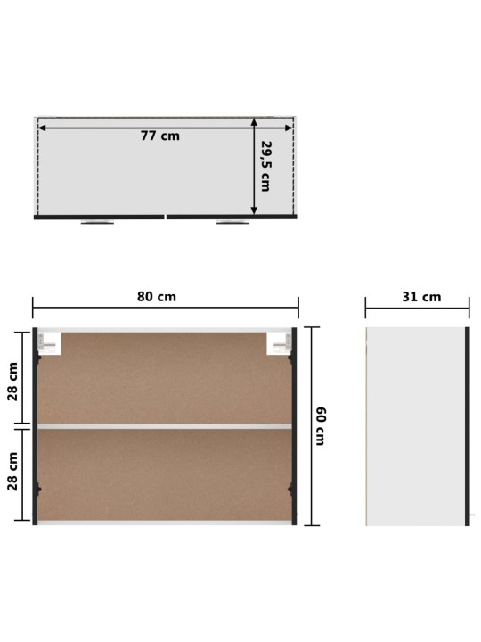 Seinakapp, must, 80 x 31 x 60 cm, puitlaastplaat