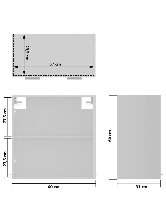 Köögikapp, valge, 60 x 31 x 60, puitlaastplaat