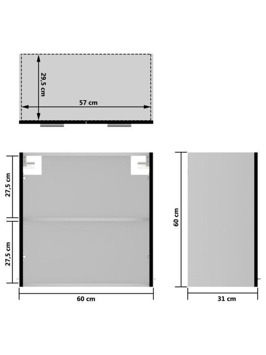 Köögikapp, must, 60 x 31 x 60, puitlaastplaat