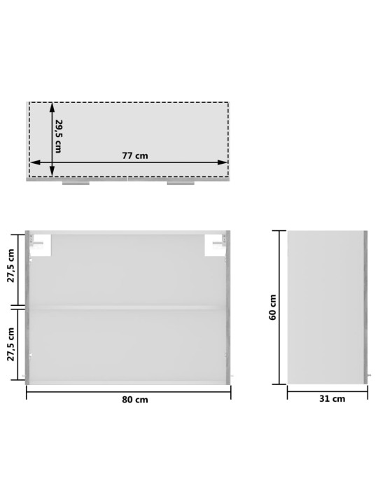 Köögikapp, betoonhall, 80 x 31 x 60 cm, puitlaastplaat