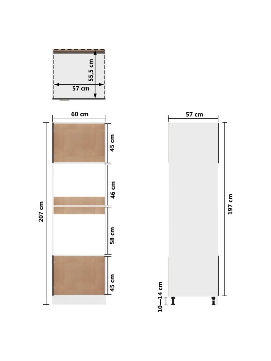 Mikrolaineahju kapp, must, 60 x 57 x 207 puitlaastplaat