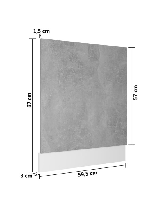 Nõudepesumasina esipaneel, hall, 59,5x3x67 cm, puitlaastplaat