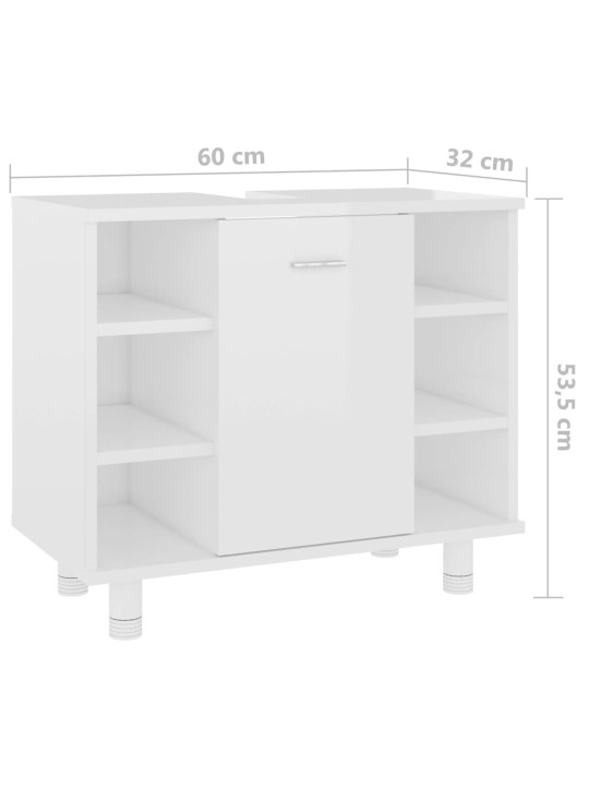 Vannitoakapp, kõrgläikega valge, 60 x 32 x 53,5 cm, tehispuit