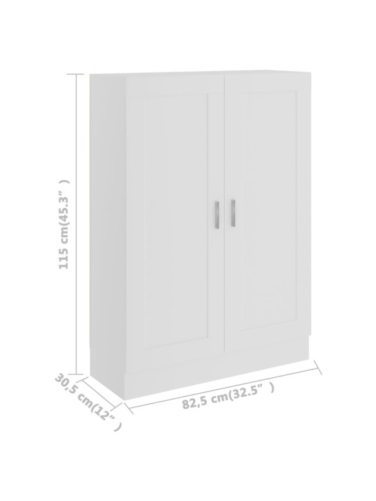 Raamaturiiul valge 82,5 x 30,5 x 115 cm tehispuit