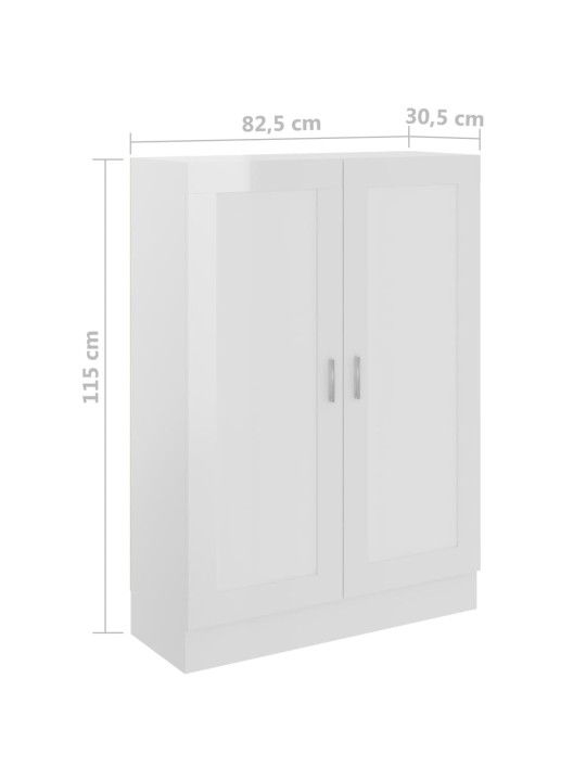 Raamaturiiul kõrgläikega valge 82,5x30,5x115 cm puitlaastplaat