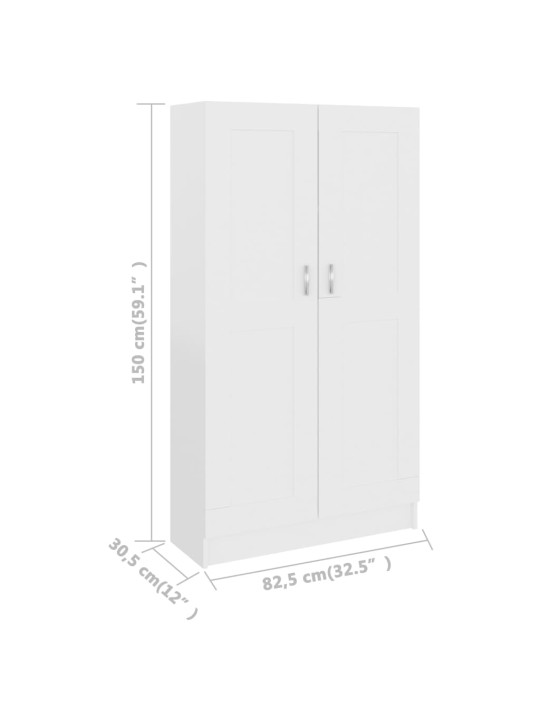 Raamaturiiul valge 82,5 x 30,5 x 150 cm puitlaastplaat