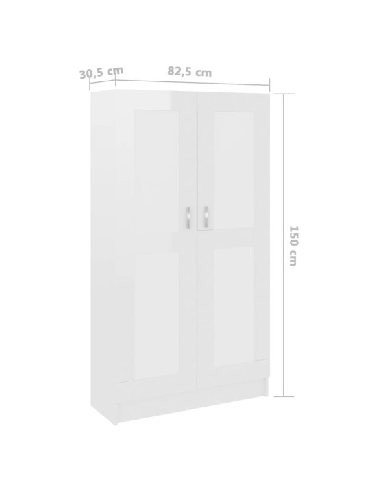 Raamaturiiul kõrgläikega valge 82,5x30,5x150 cm puitlaastplaat