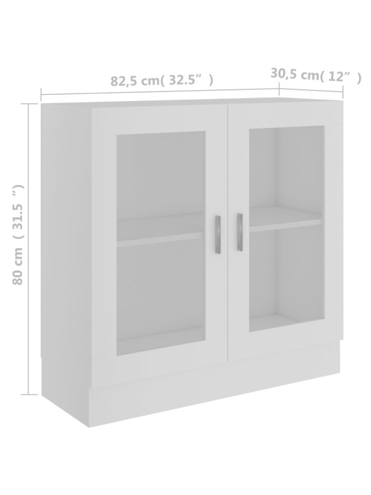 Vitriinkapp valge 82,5 x 30,5 x 80 cm tehispuit