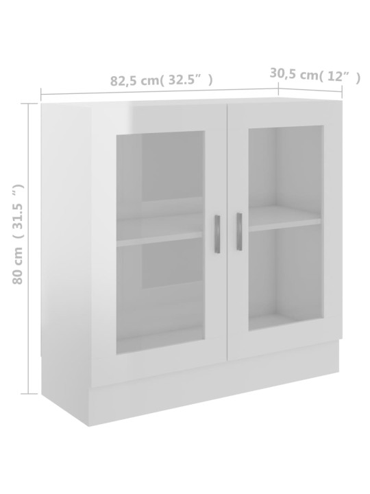 Vitriinkapp kõrgläikega valge 82,5x30,5x80 cm tehispuit