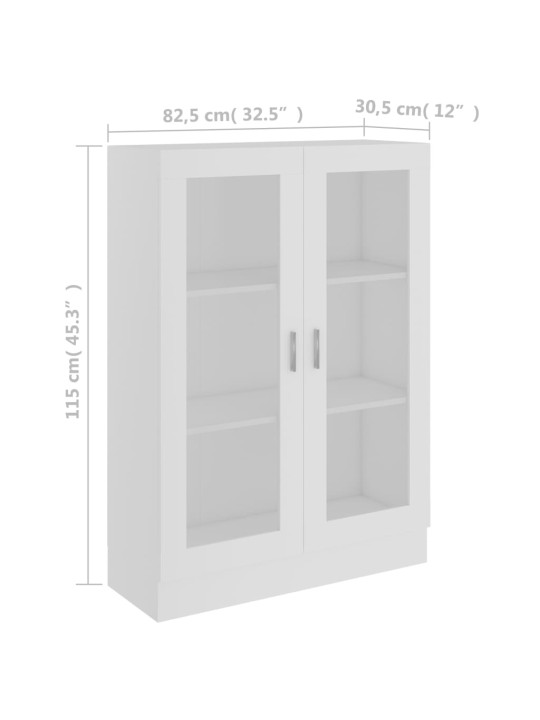 Vitriinkapp valge 82,5 x 30,5 x 115 cm puitlaastplaat