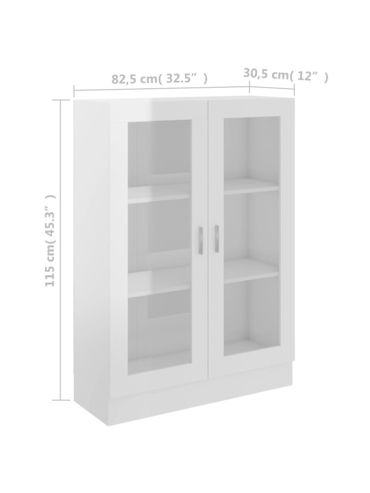 Raamaturiiul kõrgläikega valge 82,5x30,5x115 cm puitlaastplaat