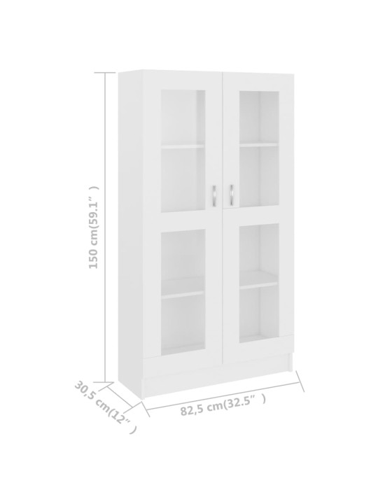 Vitriinkapp valge 82,5 x 30,5 x 150 cm puitlaastplaat