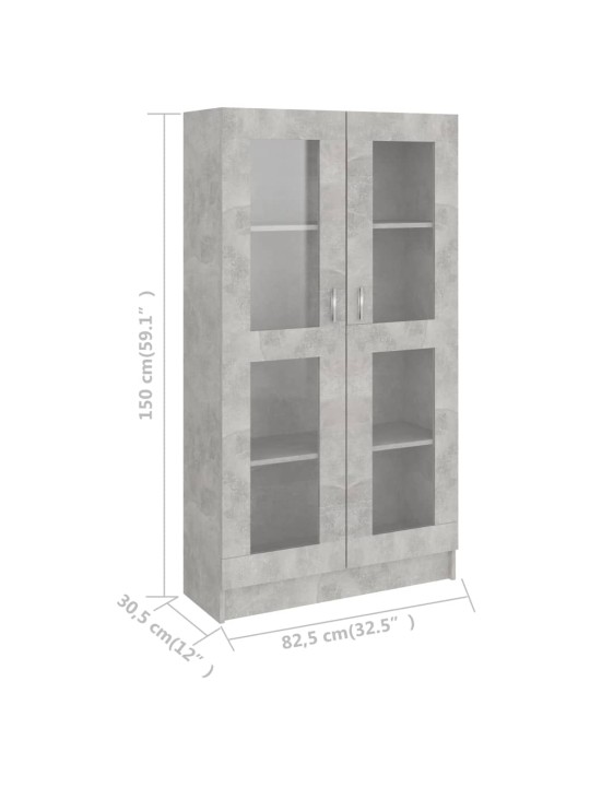 Vitriinkapp betoonhall 82,5 x 30,5 x 150 cm puitlaastplaat